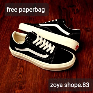 Sapatu vans Oldschool Black white premium grade ori,Free paperbag