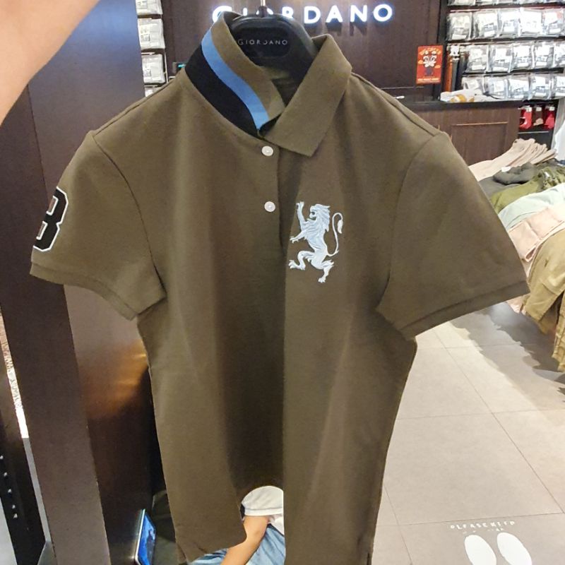 GIORDANO Original MODEL BARU Baju Polo Kerah Wanita Warna Hijau Army