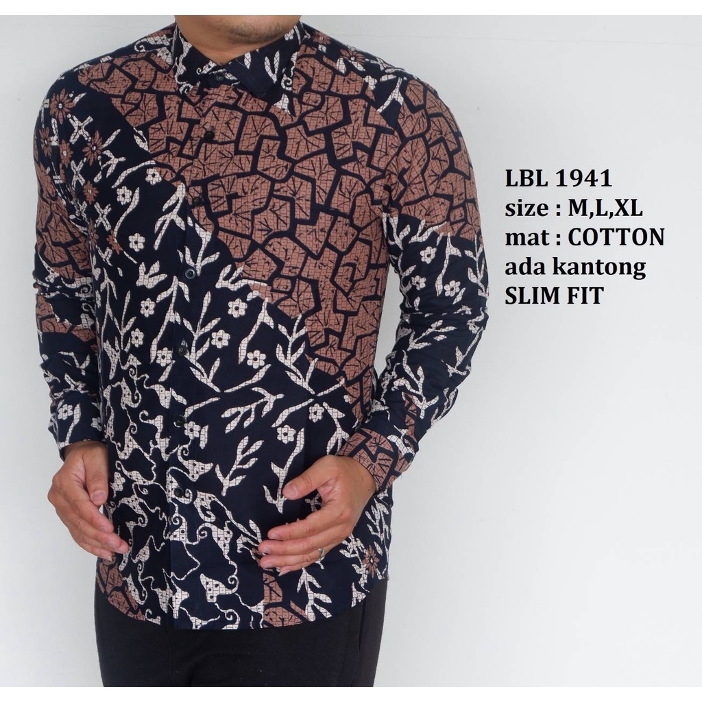 Baju Batik Pria Slimfit Kemeja Lengan Panjang Hem Slim Fit LBL 1941