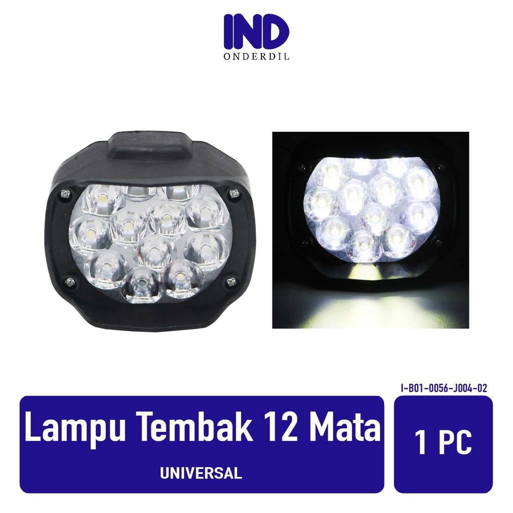 Lampu Tembak Bulat 12 Mata Universal 12 Volt LED Kristal Waterpoof 3000 LM  Sorot Spot Light-Spotlight Motor Cree Spion