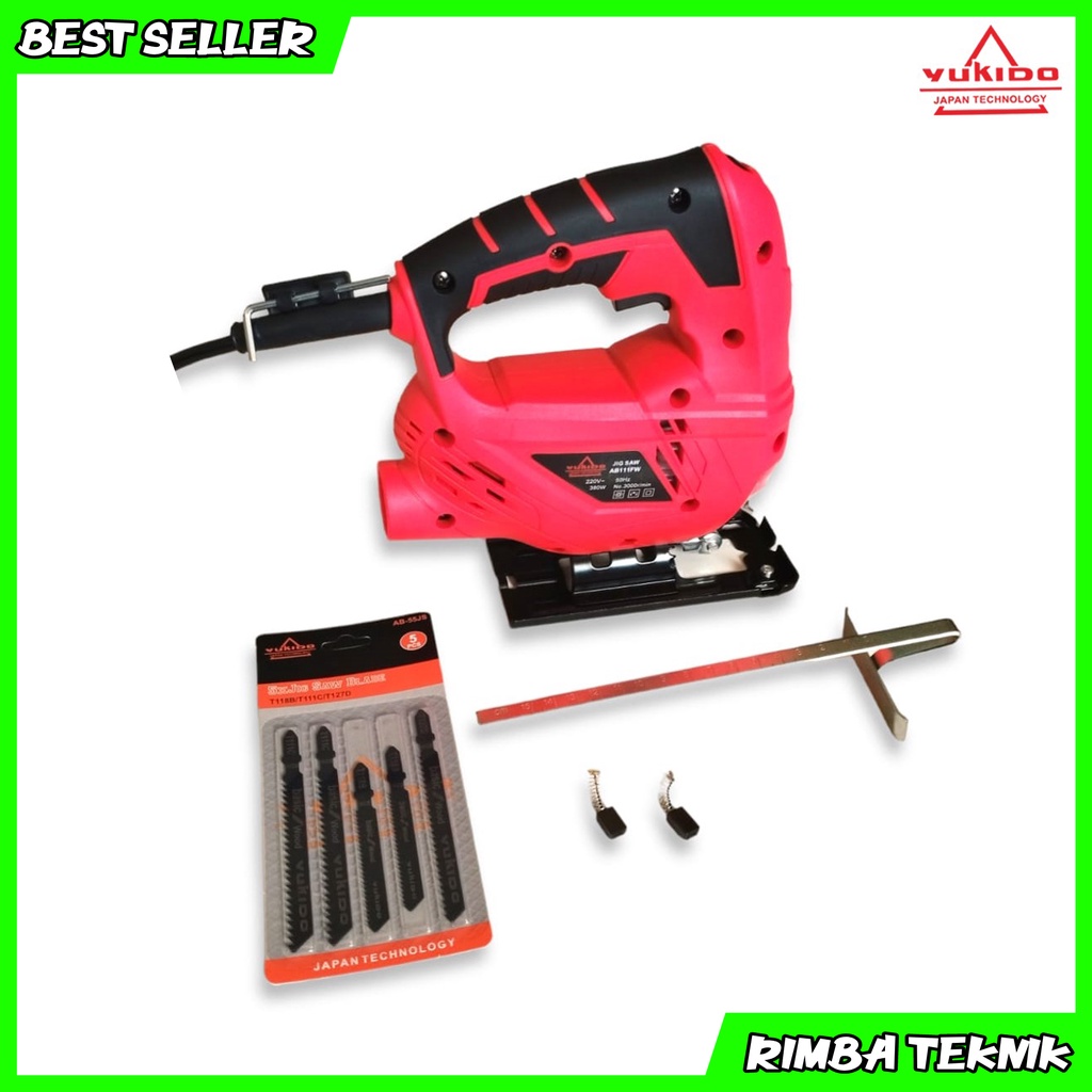 YUKIDO AB-111FW Mesin Jigsaw Gergaji Triplek Potong Kayu Listrik Jig Saw Free Mata 5 Pcs AB-55JS