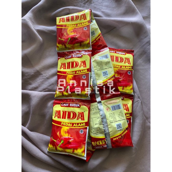 

Bubuk Cabai AIDA Pedas Alami Kemasan 250gr dan 1 Renceng @25gr