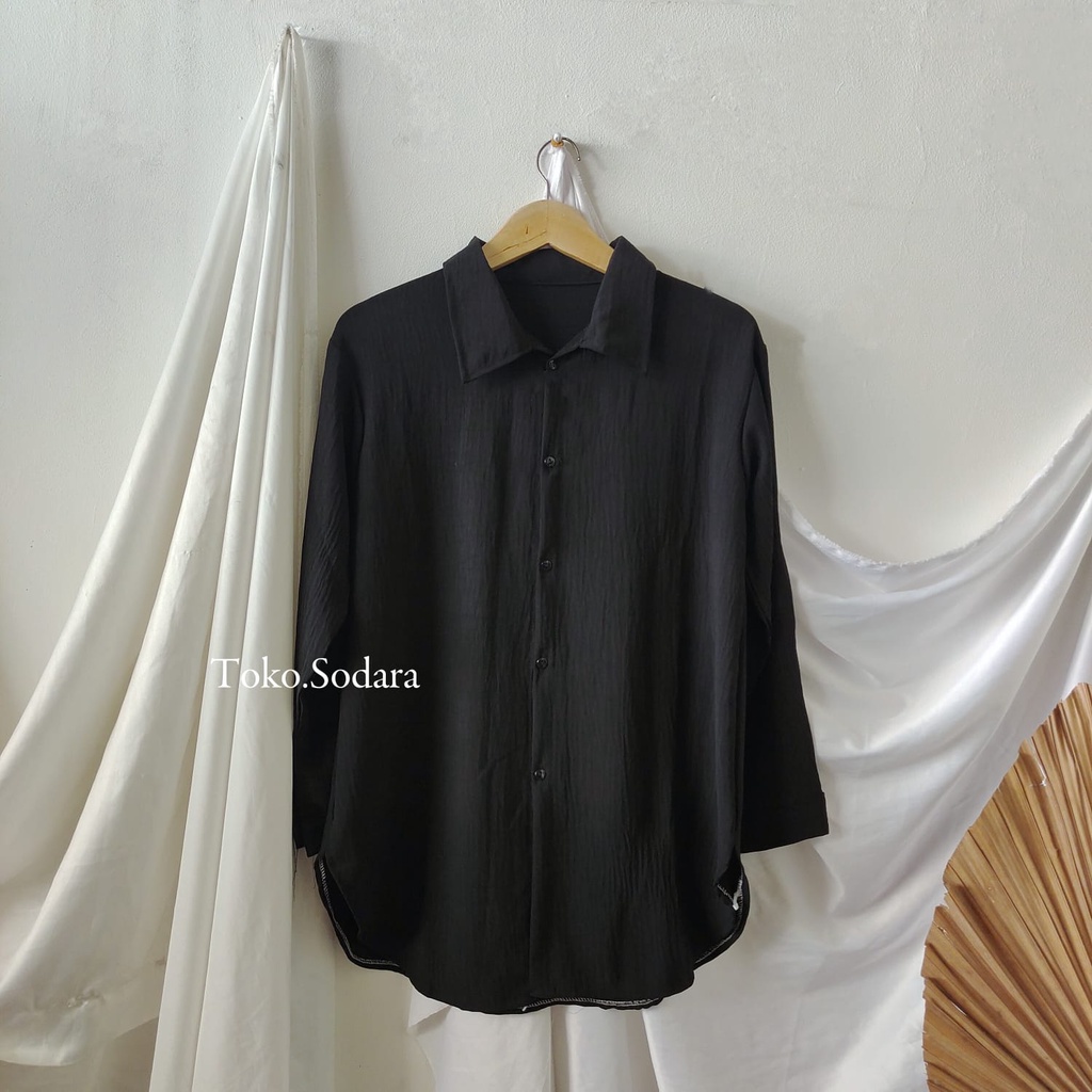 Kemeja Sintya Crincle Premium Pinggang Oval // Pakaian Wanita // Bisa Cod