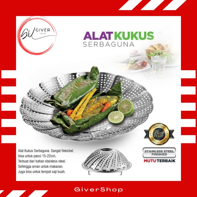 Kukusan Stainless Flexible - Steamer Alat Kukus Lipat Serbaguna