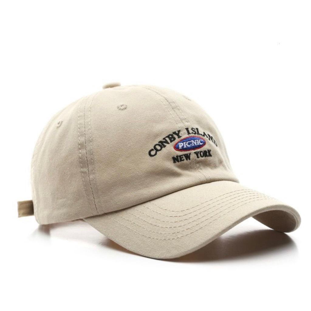 Topi Pria / Wanita Baseball Golf Logo Ediko Sport Fashion - Navy-CONBY KREM