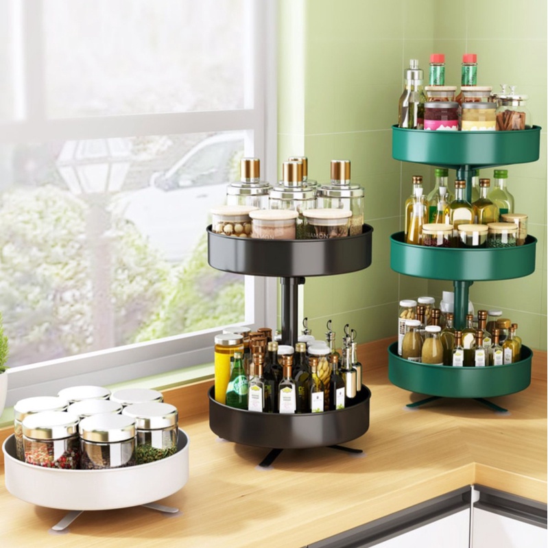 Rak Makeup Gold / STR / Rak Gold / Rak Bumbu / Rak Dapur/ Rak Putar / Sea Lazy Rak Rotating 360"
