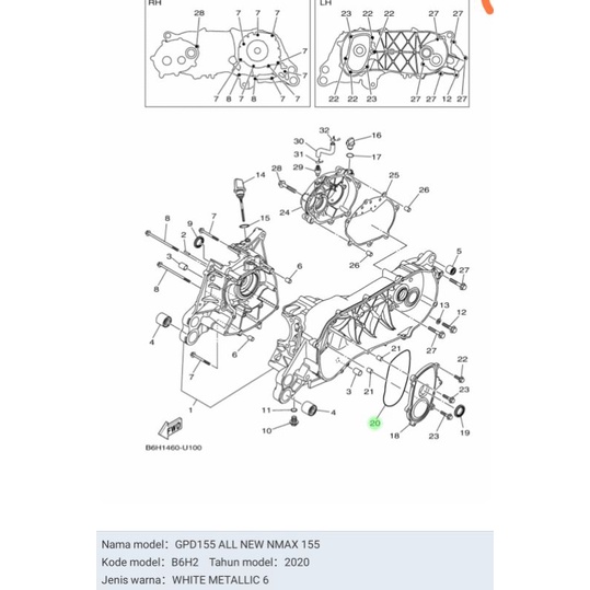 ORING KRUK AS KIRI NEW NMAX LEXI AEROX 155 ASLI ORI YAMAHA 93211 28800