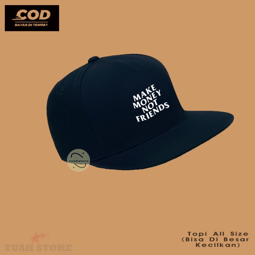 Topi Snapback Distro Logo MAKE MONEY WHITE