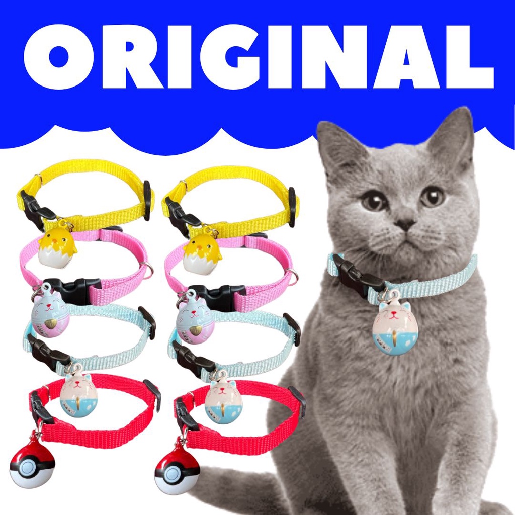 Kalung Kucing Lonceng Karakter Pokemon Catty Egg Aksesoris Kalung Kucing Collar Kucing Polos FEFARM