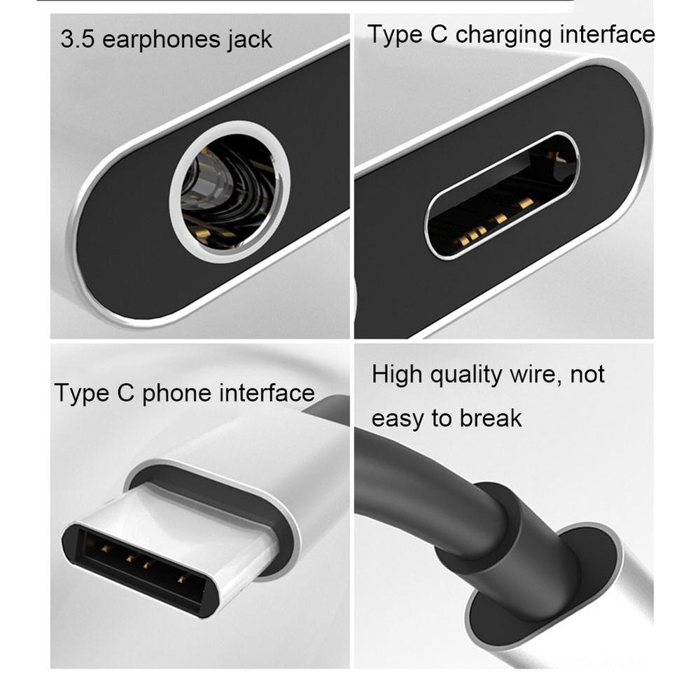 Splitter Lightning Type C Fast Charging Audio Jack Mic Adaptor 2 in 1 Splitter Tipe C