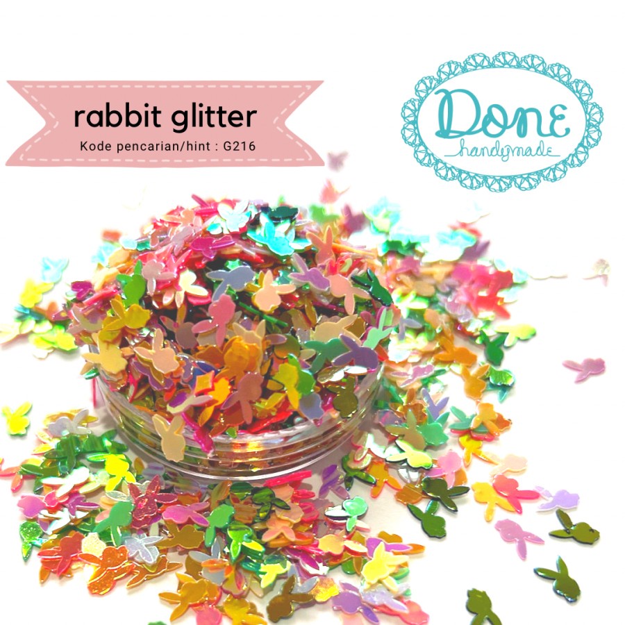 Done handymade rabbit glitter bunny glitter nail art resin art g216