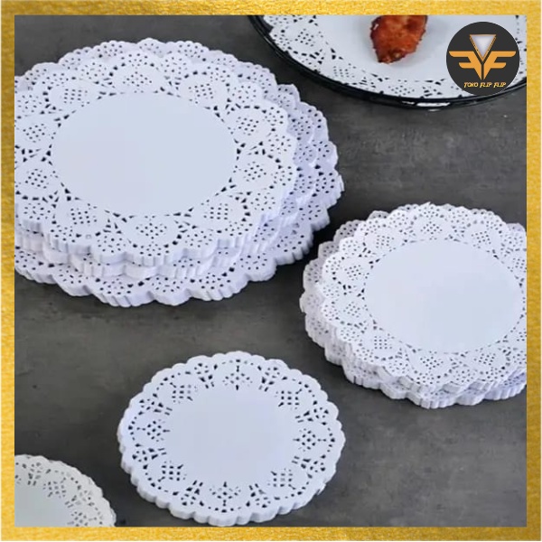 Doilies Paper Round Kertas Renda Alas Kue isi 180 Pcs Doyleys Paper isi 180 Pcs Premium Tatakan Kertas Kue Nastar Kue Kering Tatakan Kertas Toples Lebaran Food Grade Tahan Minyak TERMURAH TERLARIS