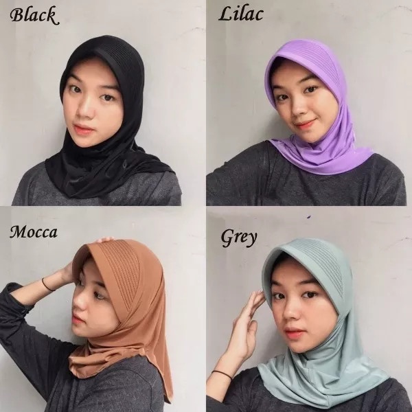 Hijab Instan Sport Kerudung Olahraga spandek bergo polos PET BESAR