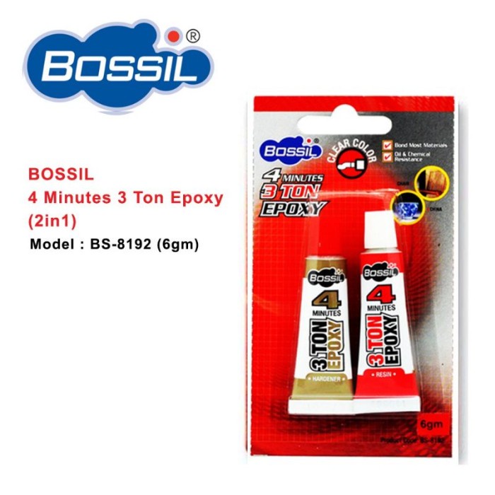 BOSSIL 6gr Lem Epoxy 3 Ton 4 Menit Adhesives Lem Serbaguna Warna Clear