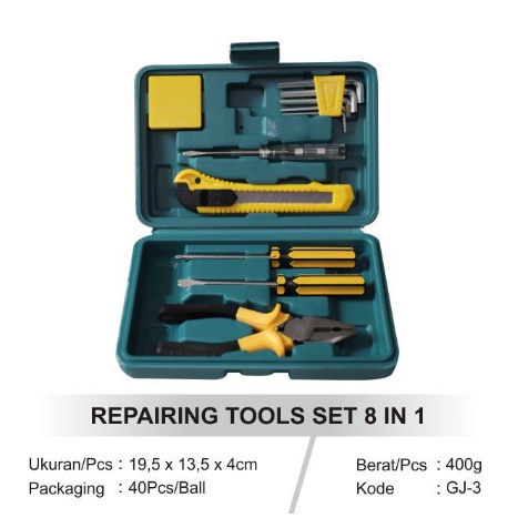 Kunci Set Repairing Tools Box Tool Kit 7pcs in 1 Obeng Tang Meteran Kunci L Cutter Peralatan Perkakas - GJ-3 - Lucky Fortuna