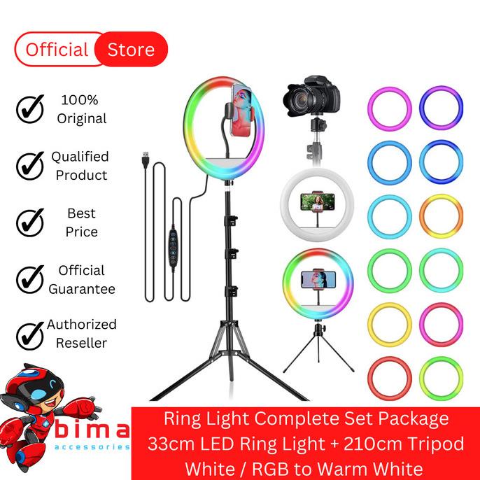 Lampu Ring Light Set Jumbo LED 33cm + Tripod 210cm + Phone Holder