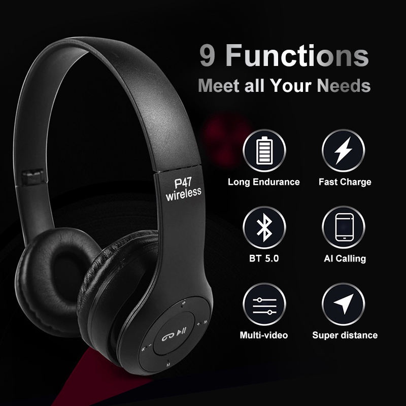 Headset Bluetooth P47 Pro Pure Bass Kualitas Bagus AH063 - XOBOX