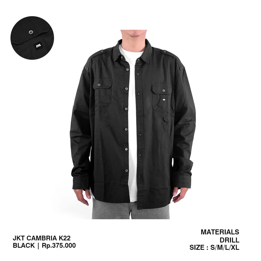 EVIL ARMY "JKT CAMBRIA K22 BLACK" TRUCKER JACKET TERBARU HOOPS BANJARMASIN