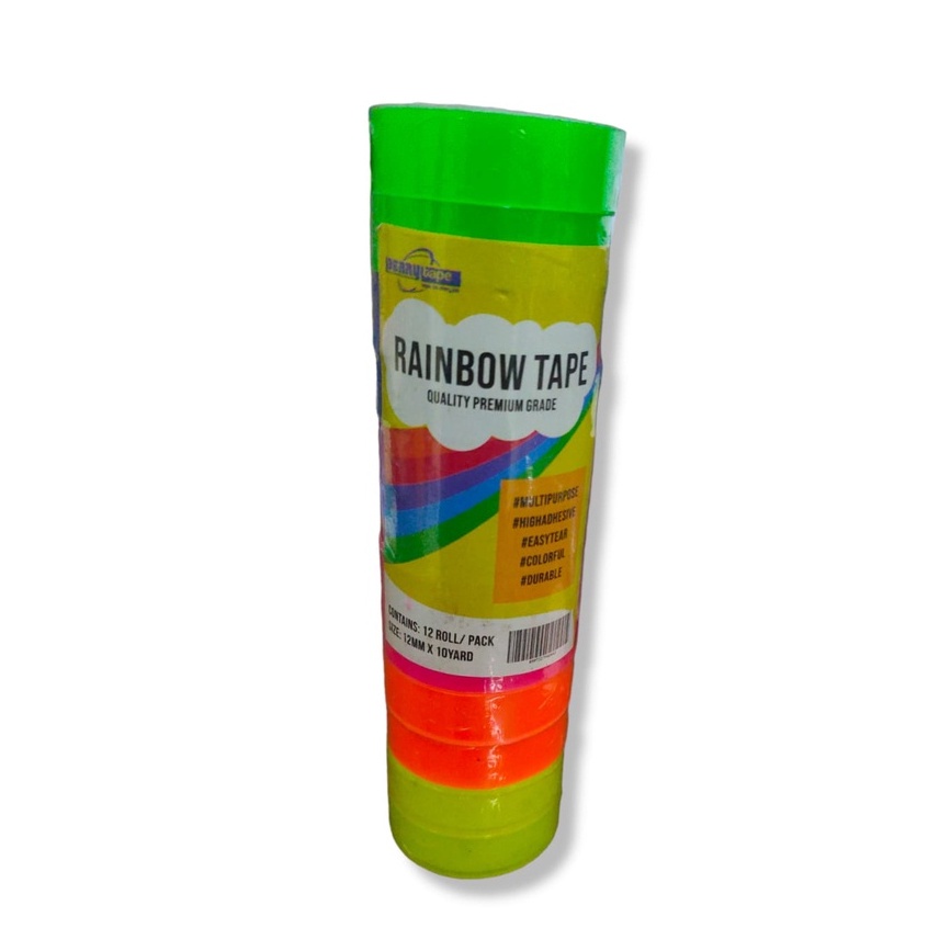 

Solasi Mini Rainbow Berry Tape 1/2 Inchi ( 12 mm) x 10 Yard Isolasi Mini Warna - Warni Lusinan