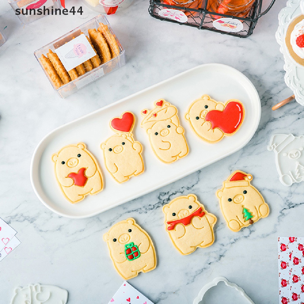 Sunshine 1PC Pemotong Kue Kering Bentuk Beruang Cetakan Biskuit Valene's Day Baking Tool.