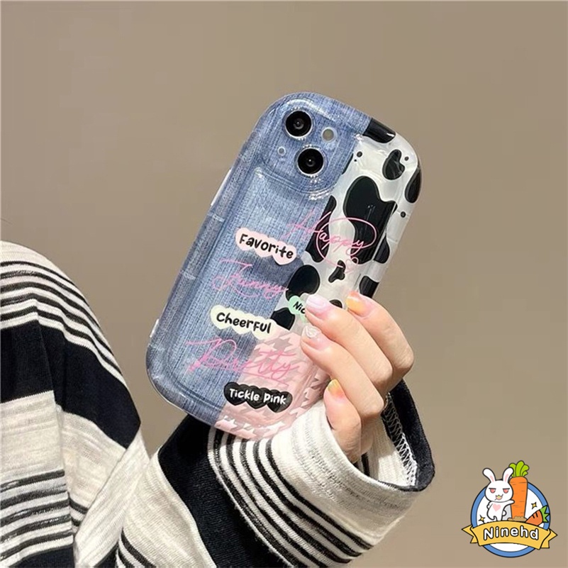 Soft Case Pelindung Motif Puzzle Denim Susu Tahan Banting Untuk iPhone 14 13 12 11 Pro Max X Xr Xs Max 8 7 6 6s Plus SE 2020