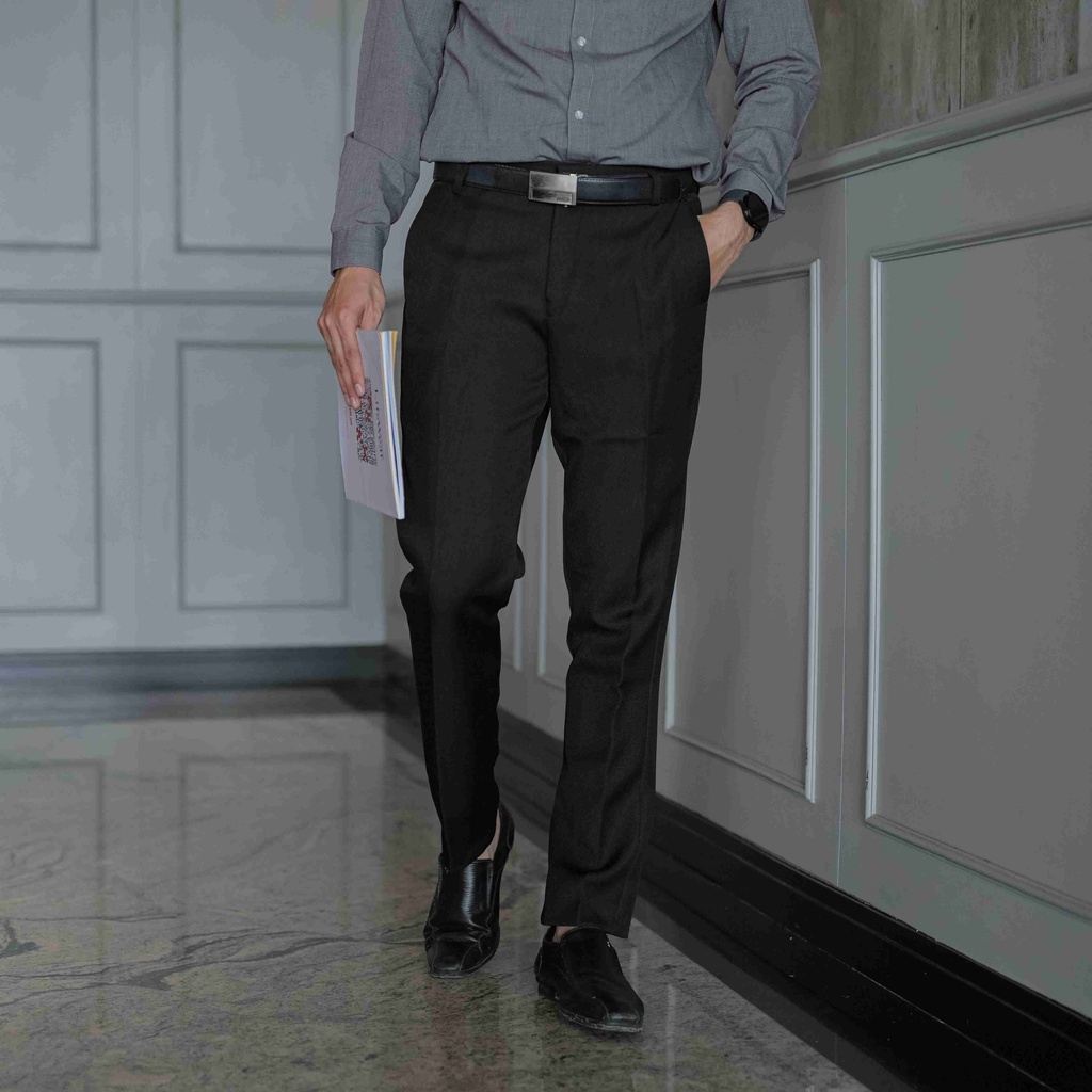 ZUITER - BLACK Formal Pants | Celana bahan kerja kantor slimfit pria