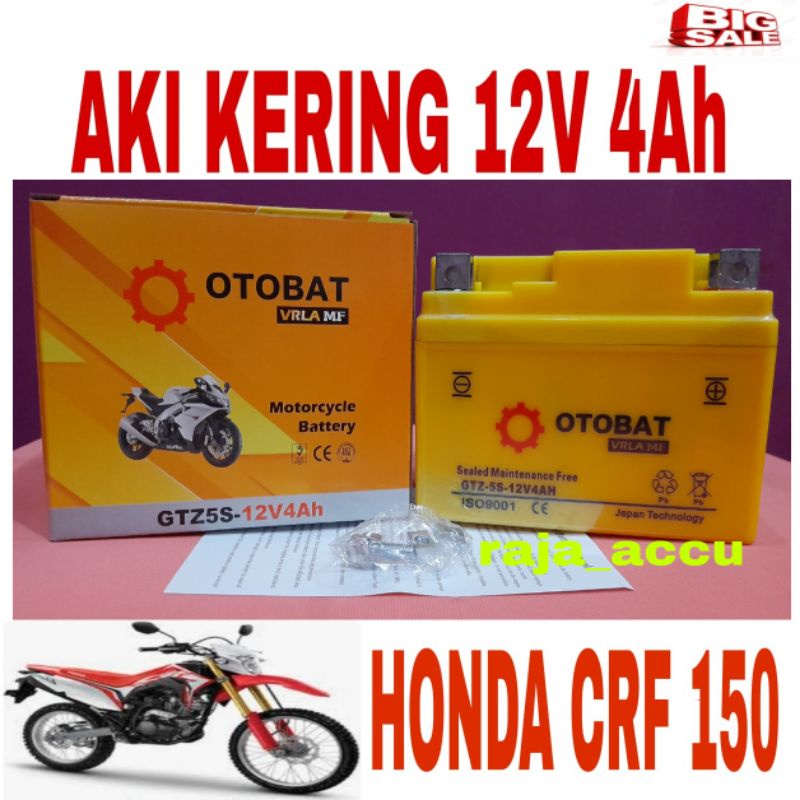 Jual AKI MOTOR HONDA CRF 150 GTZ5S OTOBAT AKI KERING 12Volt 4AH SIAP
