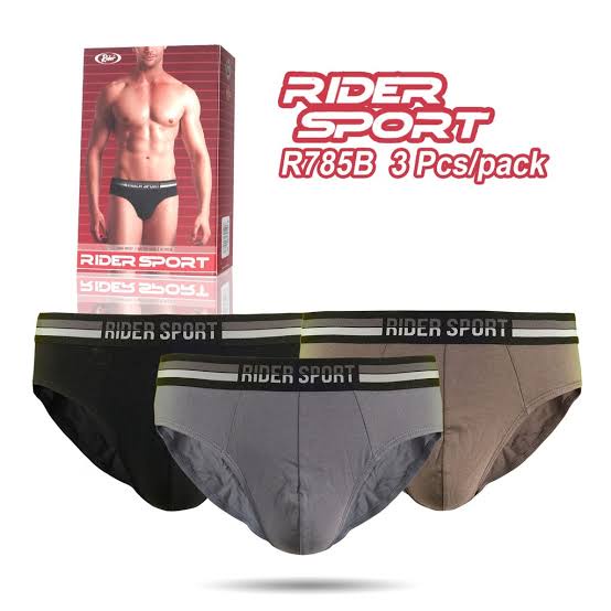 1 Box 3 Pcs Celana Dalam Rider R 785 B - CD Pria Dewasa - Karet Pinggang Boxer