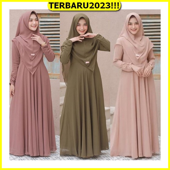 Amola Dress Gamis Putih Polos Remaja Dewasa Kekinian Model Terbaru2023 Busui Friendly Bahan Crinkle 