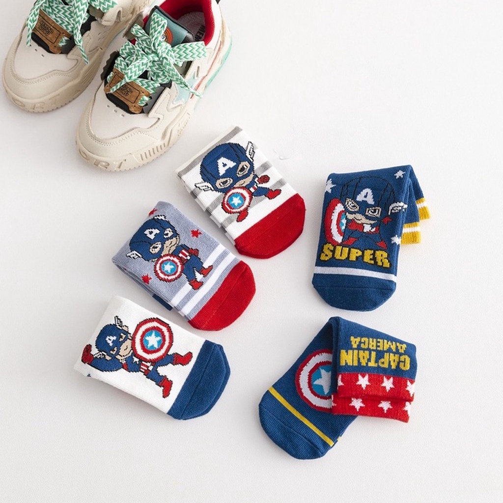 ☀INDOLAND☀ Kaos Kaki Anak Motif Captain America Kaus Kaki Bayi Lucu KK059