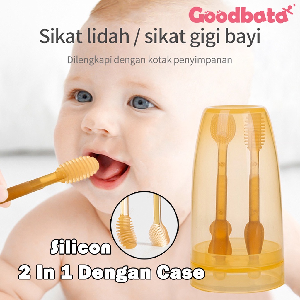 3 in 1 Sikat gigi bayi silikon/Sikat lidah bayi Dengan kotak penyimpanan Cocok untuk 0-18 bulan BPA free Sikat Gigi dan Lidah Bayi Sikat Gigi Bayi Brush Silikon Lidah Mulut Bayi