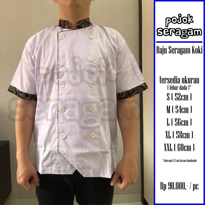 Seragam Koki Baju Seragam Koki / Chef // Lengan Pendek // Putih-Batik