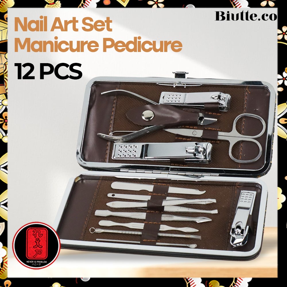 Gunting Kuku set 12 pcs Nail Art Set Manicure Pedicure/ gunting kuku set stainless / Perawatan kuku / perawatan kuku alat kecantikan / perawatan kuku dan kaki / Bast Seller