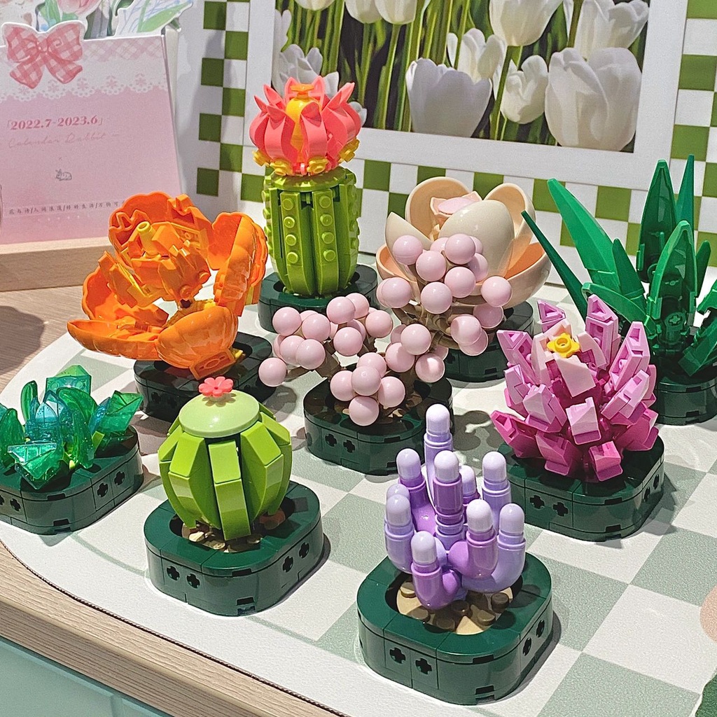 Nano Block Pot Sukulen Bunga DIY Mini Flower Blok Bangunan Bonsai Kreatif Dekorasi