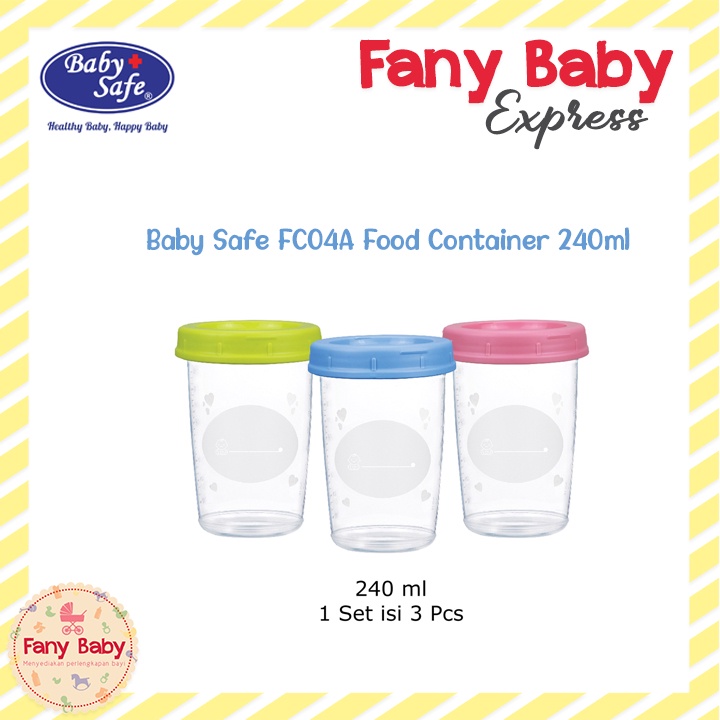 BABY SAFE BABY FOOD STORAGE CONTAINERS 3PCS 240ML / P12FC04A