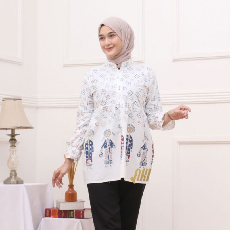 Atasan Batik Wanita Modern Lengan Panjang Atasan Blouse Batik Bu Tejo