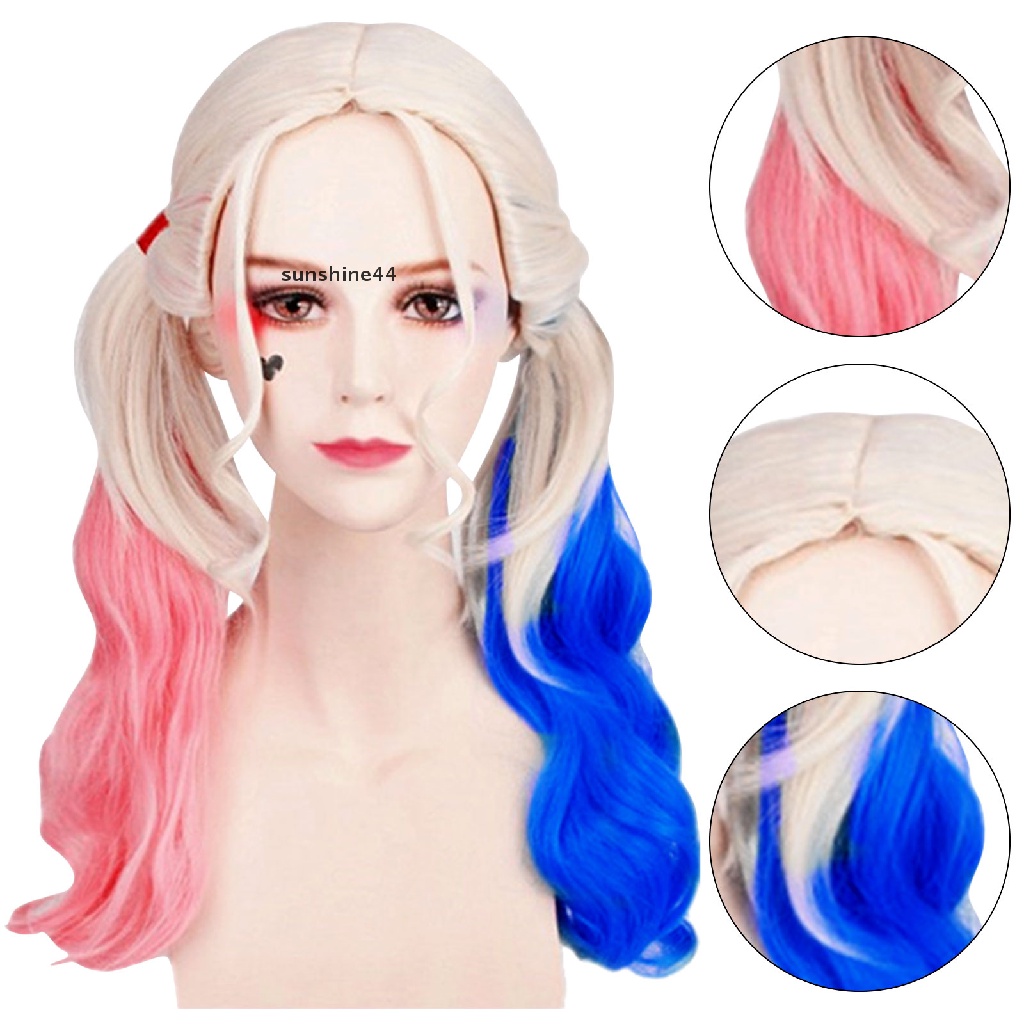 Sunshine Suicide Squad Harley Quinn Cosplay Wig Indah Aksesoris Halloween.