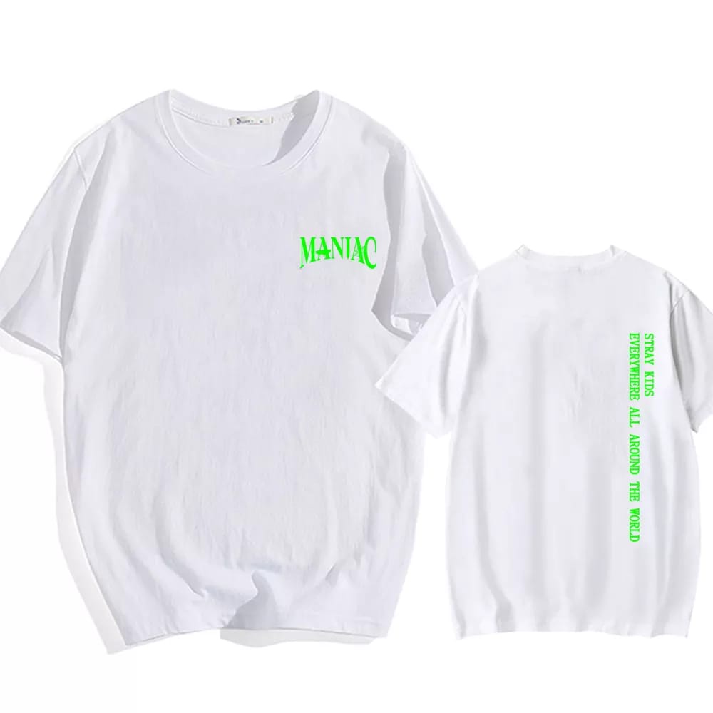 Kaos Stray Kids Maniac Kpop Wanita Lengan Pendek Oversize T shirt Stray Kids Maniac Unisex Kaos K-Pop Straykids Maniac Skz Skzoo Album Terbaru Baju Stray Kids Maniac Straykids Maxident Jumbo XXXL Tshirt Stray Kids Maniac 2ND World Tour KPop Idol Korea XXL