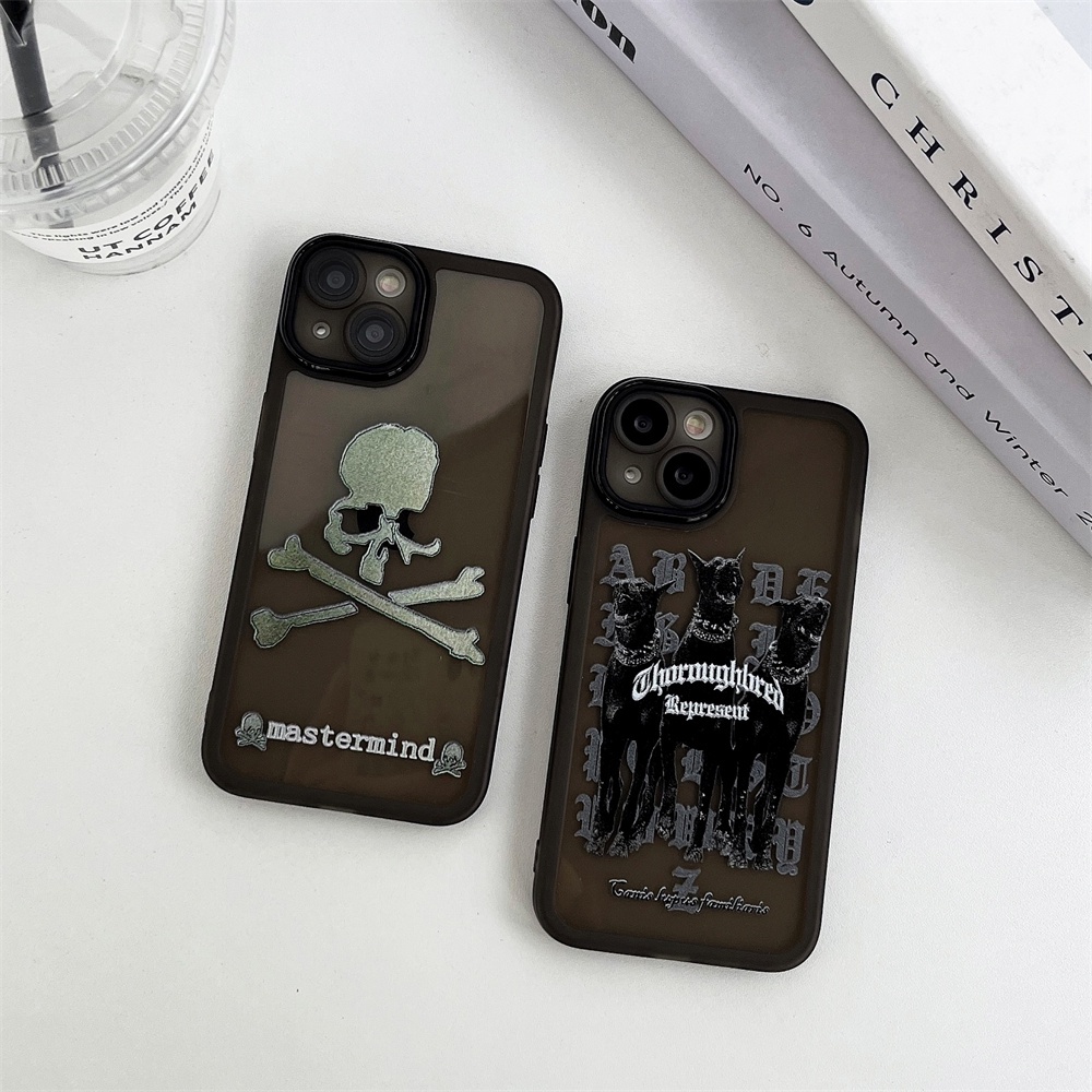 IPHONE  Punk Skull Dupin X Mewah Silikon Bening Case Bumper Untuk Iphone14 13 11 12 Pro Max Mini XR X XS Plus Plating Lembut Shockproof Cover