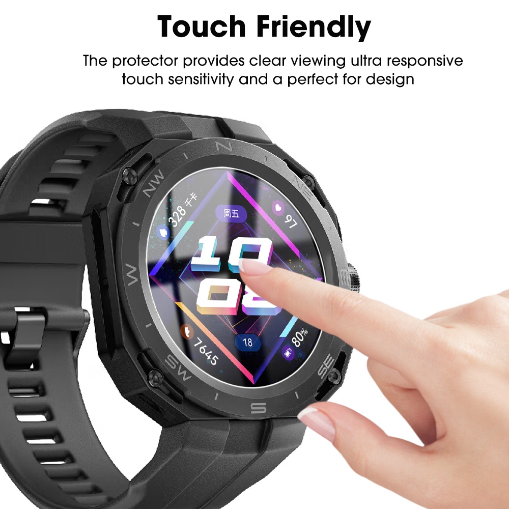 Premium Tempered Glass Screen Protective Film Clear 3D Pelindung Layar HD Anti Pecah Smartwatch Film Pelindung Full Cover Film Perlindungan Anti Gores Untuk Huawei Watch GT CYBER