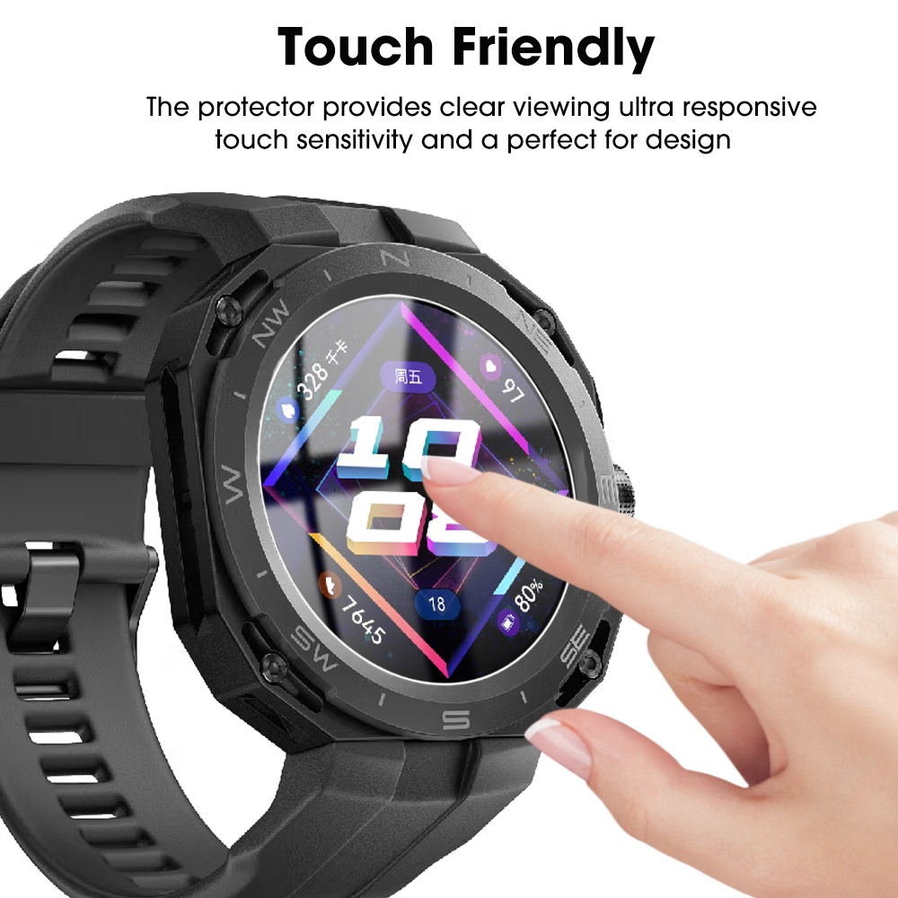 [Harga Grosir] Premium Tempered Glass Screen Protective Film Clear 3D Pelindung Layar HD Anti Pecah Smartwatch Film Pelindung Untuk Huawei Watch GT CYBER