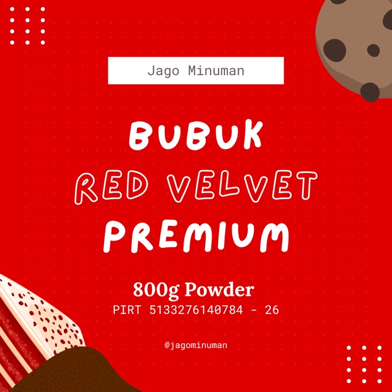 

RED VELVET BUBUK MINUMAN PREMIUM 800g (SPECIALTY POWDER, JAGO MINUMAN)