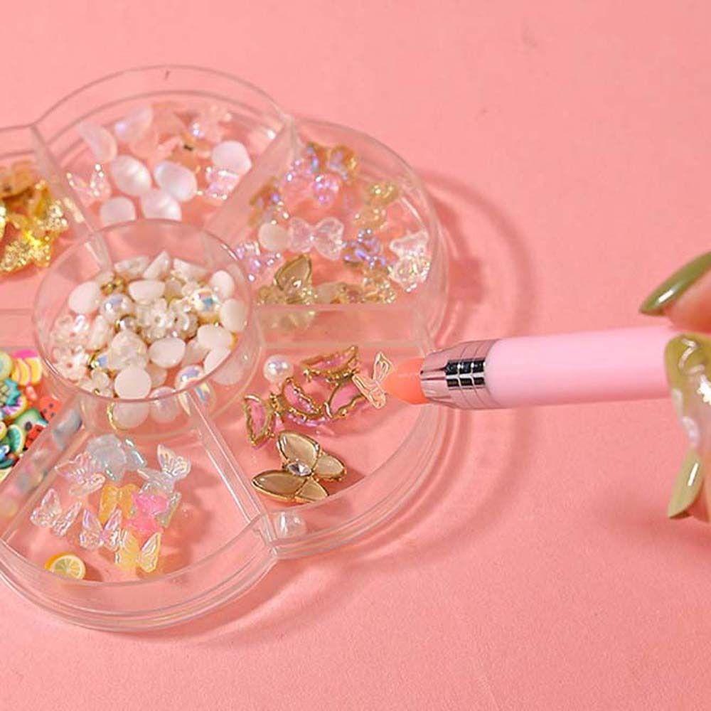 AUGUSTINA Agustina Pena Bor Kuku Profesional Gagang Lukisan Kuku Alat Bantu Petik Kuku Lilin Kepala Pena Nail Art Dotter Kuku Rhinestone Picker