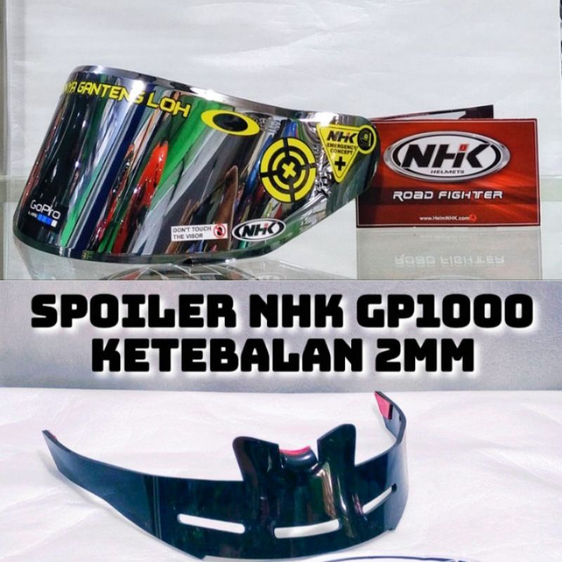Paket flat visor NHK Gp1000  iridium + spoiler NHK gp1000+ sticker husus NHK GP 1000