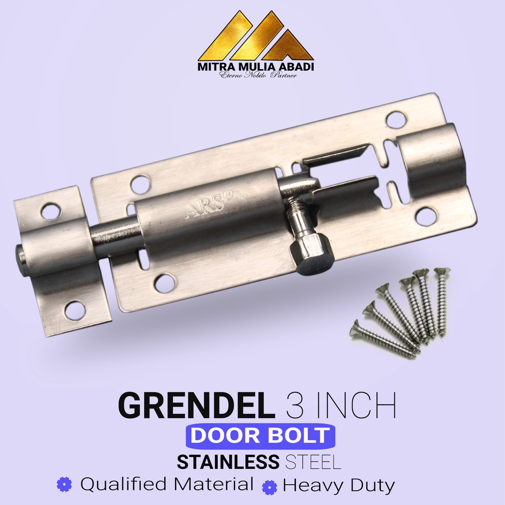 Grendel Slot Pintu Jendela 3 Inch l 7,5cm l Selot Stainless + Skrup