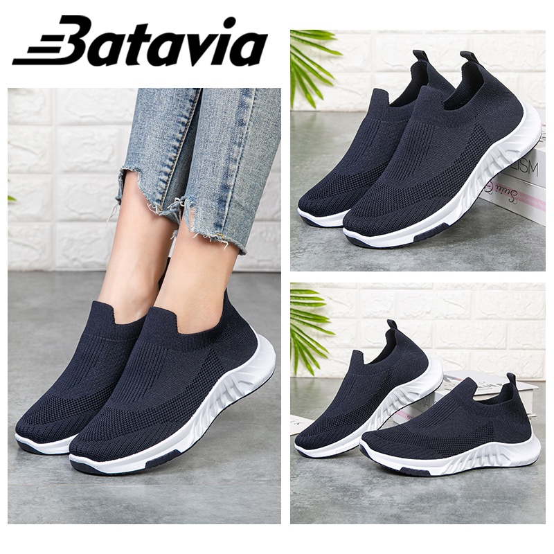 Batavia2023 Baru Impor Sepatu Wanita Terbang Tenunan Bernapas Kasual Sepatu Olahraga Sepatu Wanita Sepatu Sekolah Non-Slip Sepatu Siswa Sepatu Olahraga D09