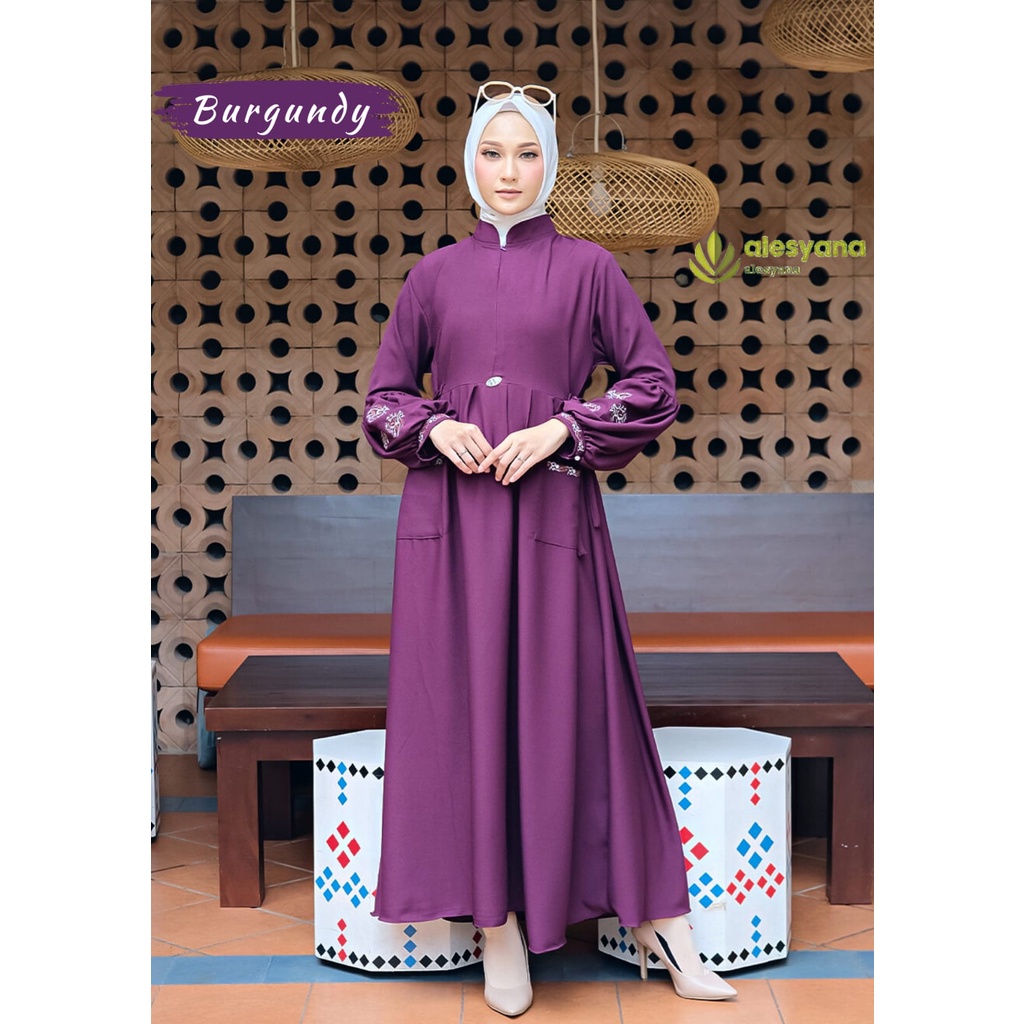 Mylea Bordir/ 100% Gamis Original Alesyana/ Gamis Bahan Ity Crepe