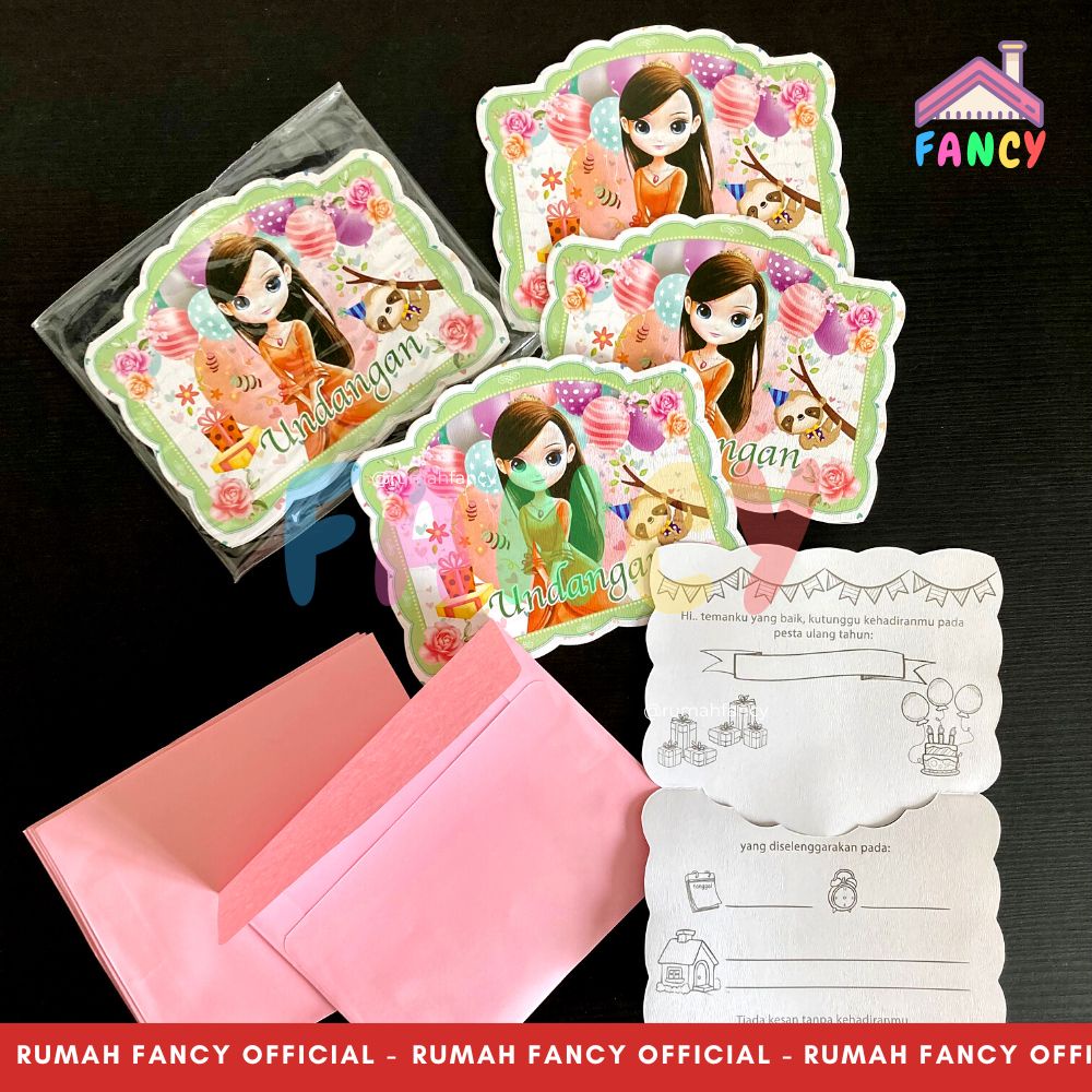 

[1PAK] Kartu Undangan Anak Karakter Girl isi 7 Pcs + Amplop Kertas