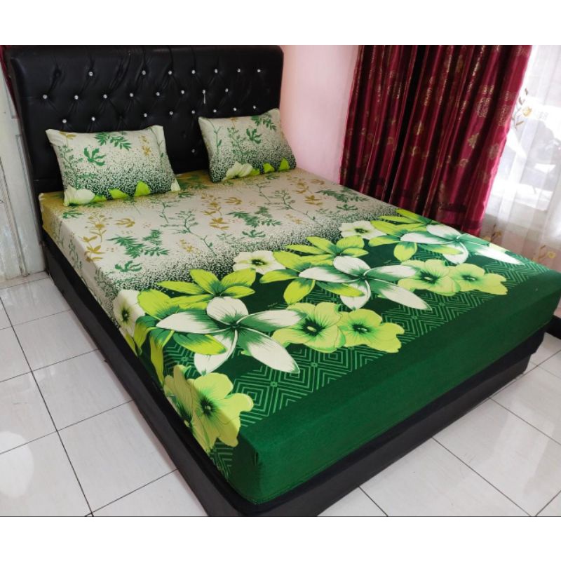 Sprei 160x200 Seprai Aesthetic Gratis 2 Sarung bantal guling Seprai Katun Homemade Motif Hitam Kotak Bunga Pink Aesthetic Karakter 160x20 Tidak Luntur Anti Geser Murah