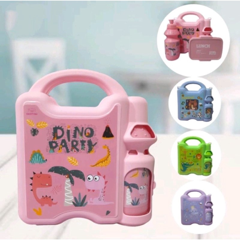 KOTAK MAKAN KOPER 2 IN 1 LUNCH BOX SET BOTOL MINUM ANAK KATAKTER